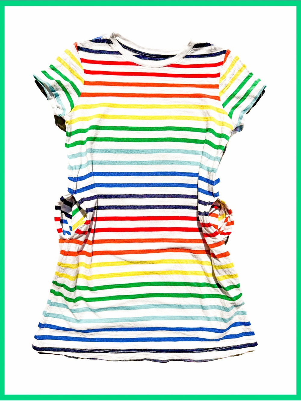 FLAWED DISCOUNT Primary Rainbow Stripe T-Shirt Dress Kid's Size 7-8 Jersey Girl